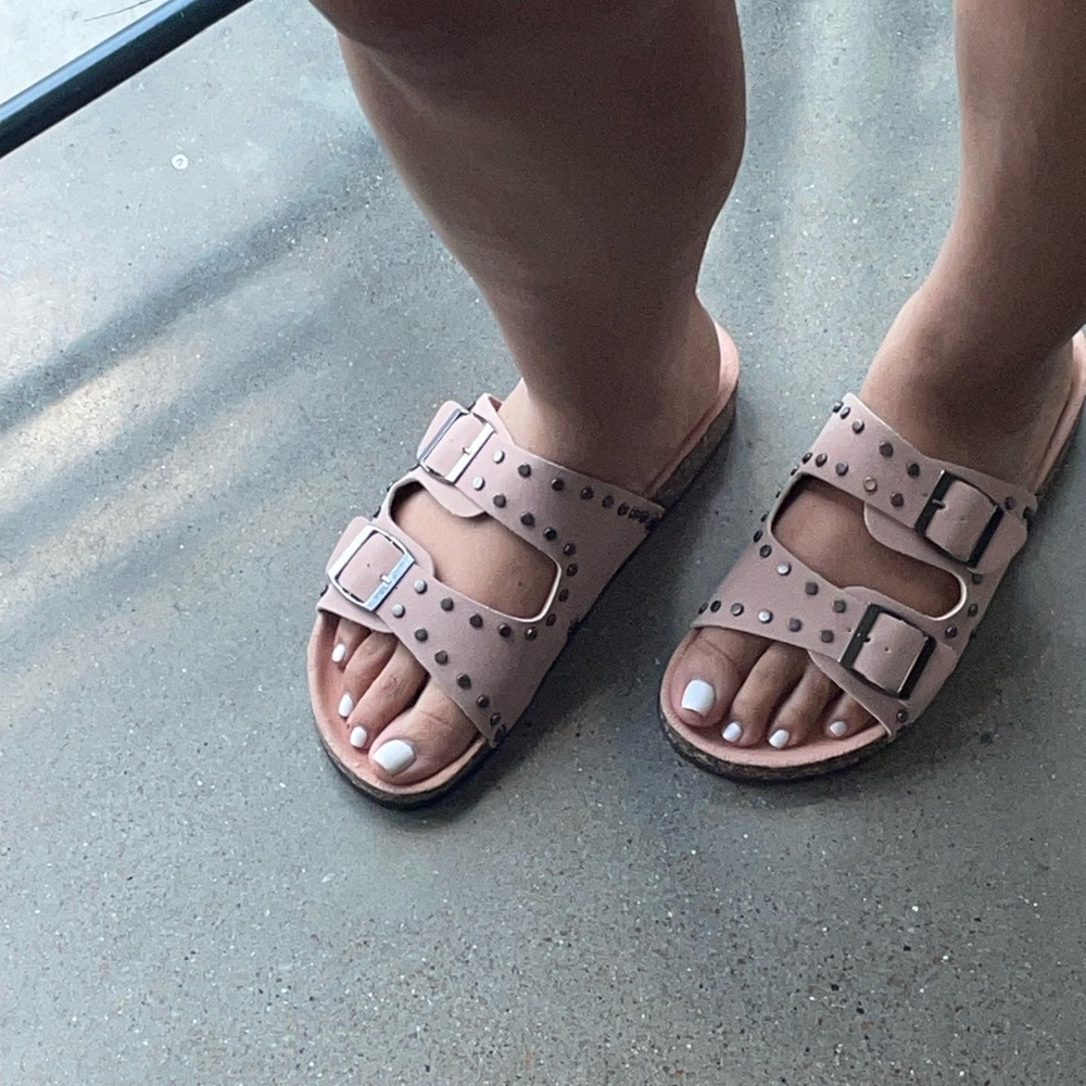 Ccocci Blush Pink Studded Slide Sandals